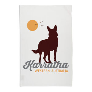 Tea Towel Organic Cotton White Karratha Red Dog