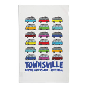 Tea Towel Organic Cotton White Townsville Multi Kombi