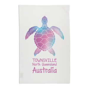 Tea Towel Organic Cotton White Townsville Turtle