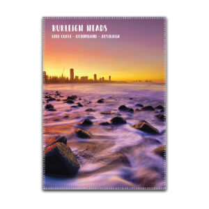 Tea Towel Microfibre Burleigh Heads Rocks Sunset
