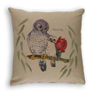 Cushion Cover Organic Cotton Beige Mum & Me Owls