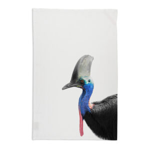 Tea Towel Organic Cotton White Cassowary