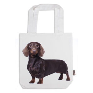 Tote Bag Organic Cotton White Dachshund