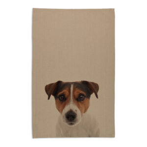 Tea Towel Organic Cotton Beige Jack Russell