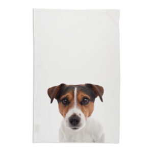 Tea Towel Organic Cotton White Jack Russell