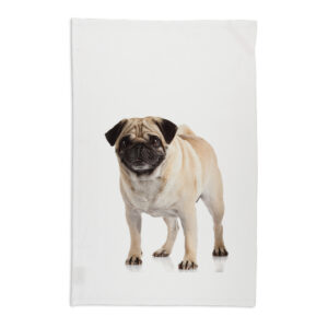 Tea Towel Organic Cotton White Pug