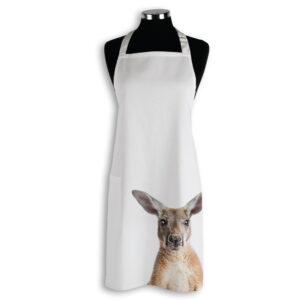 Apron Organic Cotton White Kangaroo