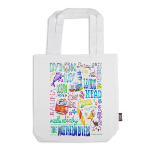 Tote Bag Organic Cotton White Deborah Broughton Byron Bay Words