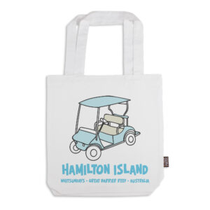 Tote Bag Organic Cotton White Hamilton Island Golf Buggy
