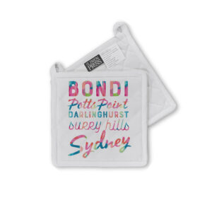 Pot Holder Organic Cotton White Bondi Typography Places