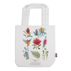 Tote Bag Organic Cotton White Australian Wildflowers