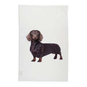 Tea Towel Organic Cotton White Dachshund