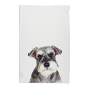 Tea Towel Organic Cotton White Schnauzer
