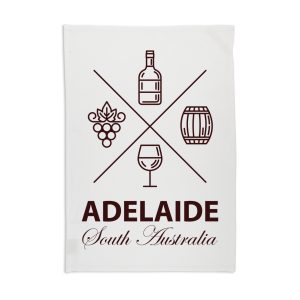 Tea Towel Organic Cotton White Adelaide Wine