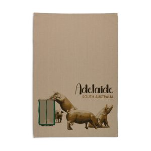 Tea Towel Organic Cotton Beige Adelaide Pigs
