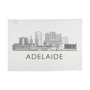Tea Towel Organic Cotton White Adelaide Skyline