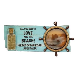Magnet MDF All You Need Is Love Sand & Ship Wheel