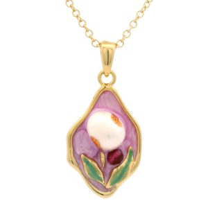 Necklace Tulip / Pearl Purple