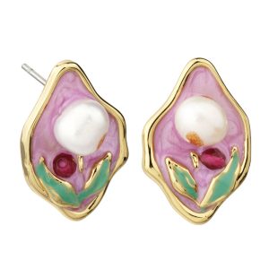 Earrings Tulip / Pearl Purple