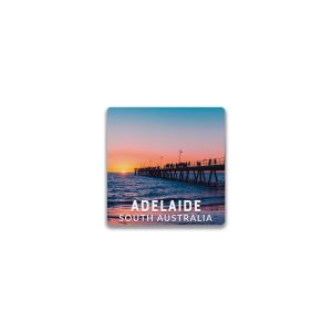 Ceramic Magnet Square Adelaide Glenelg Jetty Sunset