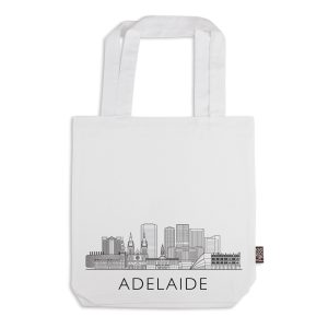 Tote Bag Organic Cotton White Adelaide Skyline