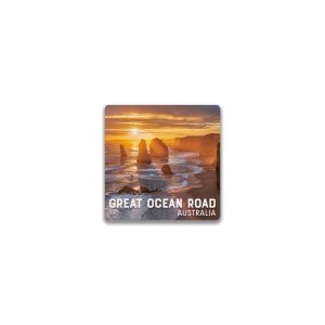 Ceramic Magnet Square Great Ocean Road Twelve Apostles Sunset Orange