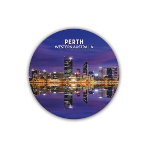 Ceramic Coaster Round Perth Night Reflections
