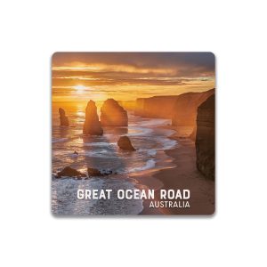 Ceramic Coaster Square Great Ocean Road 12 Apostles Sunset Orange