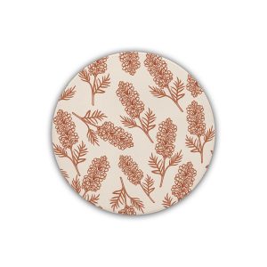Ceramic Coaster Round Pattern Grevillea