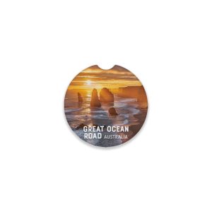 Car Coaster Ceramic Great Ocean Road Twelve Apostles Sunset Orange