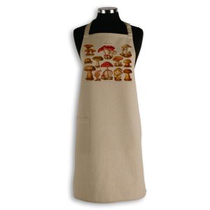Apron Organic Cotton Beige Mushrooms