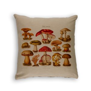 Cushion Cover Organic Cotton Beige Mushrooms