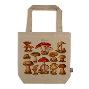 Tote Bag Organic Cotton Beige Mushrooms