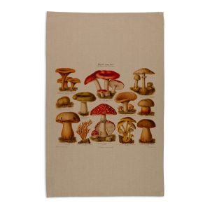 Tea Towel Organic Cotton Beige Mushrooms