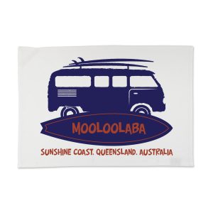 Tea Towel Organic Cotton White Mooloolaba Kombi
