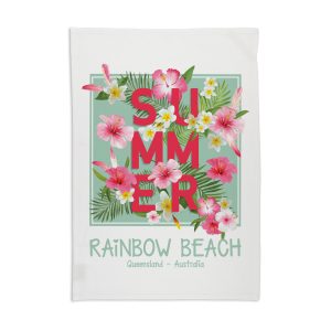 Tea Towel Organic Cotton White Rainbow Beach Summer
