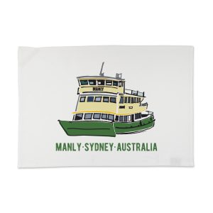 Tea Towel Organic Cotton White Manly Ferry