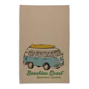 Tea Towel Organic Cotton Beige Sunshine Coast Side Kombi