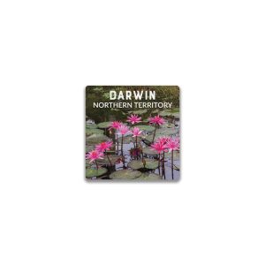 Ceramic Magnet Square Darwin Pink Lotus Flowers