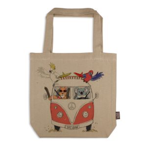 Tote Bag Organic Cotton Beige Kombi Animals Brisbane