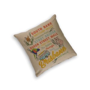 Cushion Cover Organic Cotton Beige Brisbane Words
