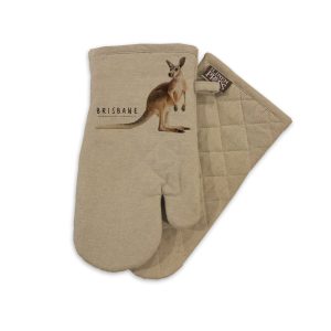 Oven Mitt Organic Cotton Beige Brisbane Kangaroo