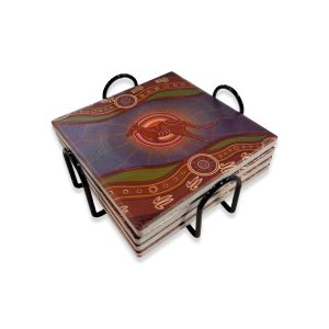 Ceramic Coasters Set of 4 Square Sherry Johnstone Spirit of the Land Kangaroo