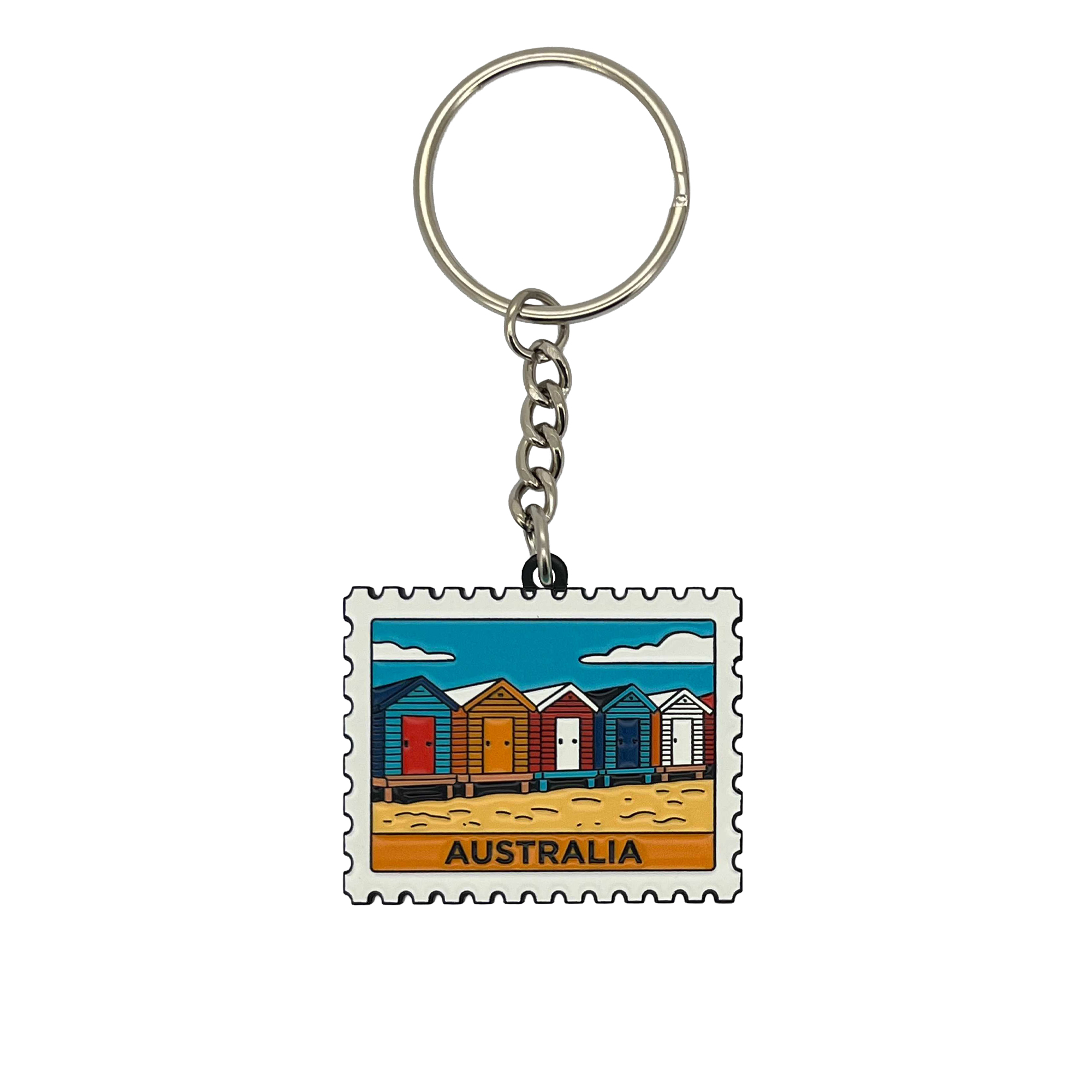 Keyring Enamel Stamp Beach Boxes