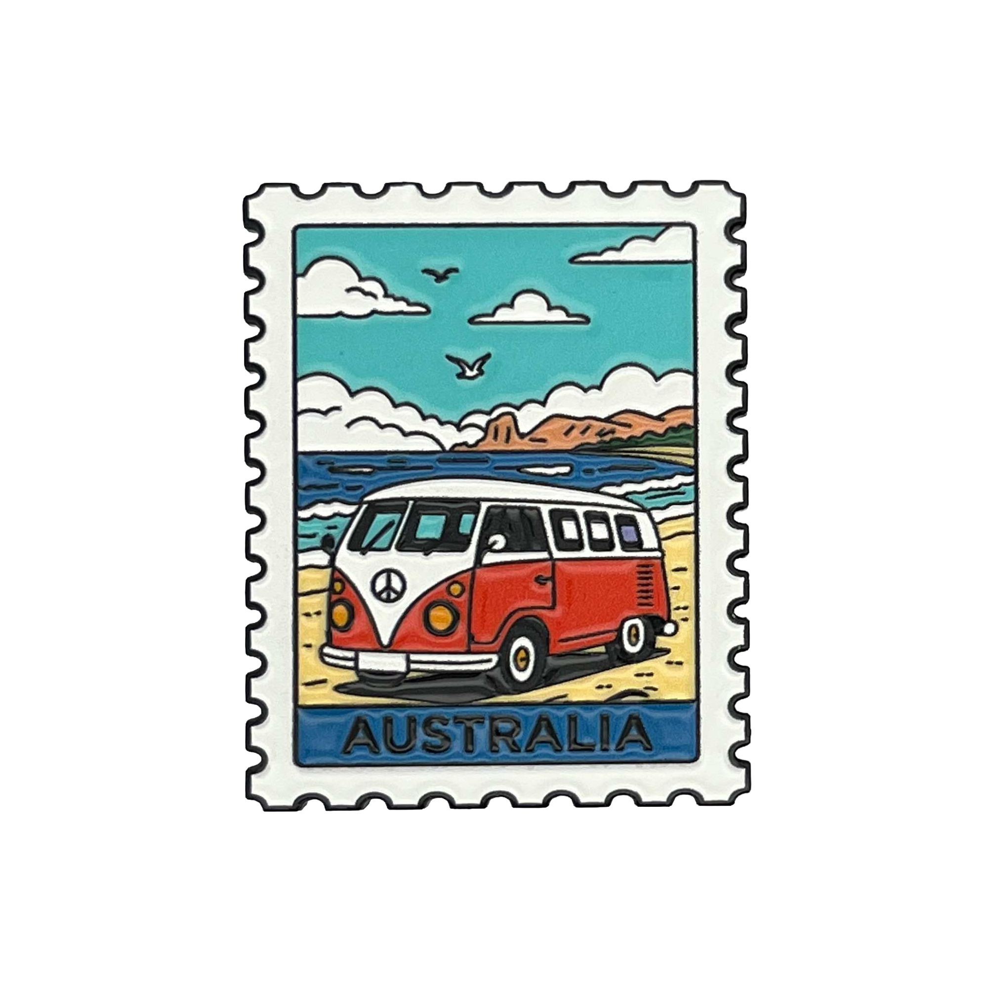 Magnet Enamel Stamp Kombi Beach