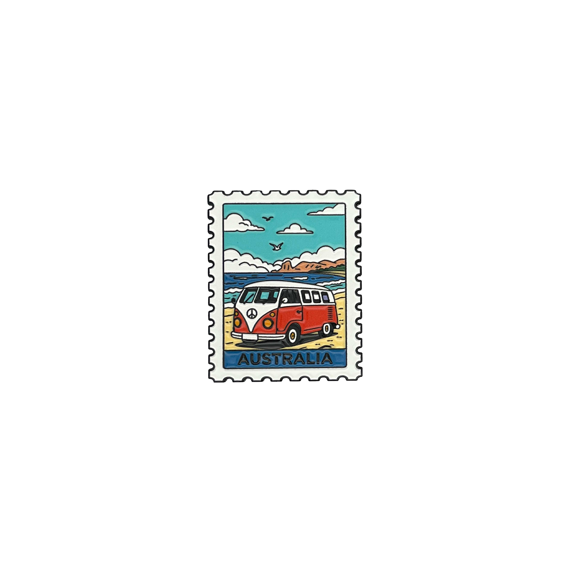 Pin Enamel Stamp Kombi Beach